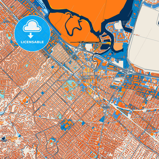 Colorful Redwood City Street Map with Labels and Buildings