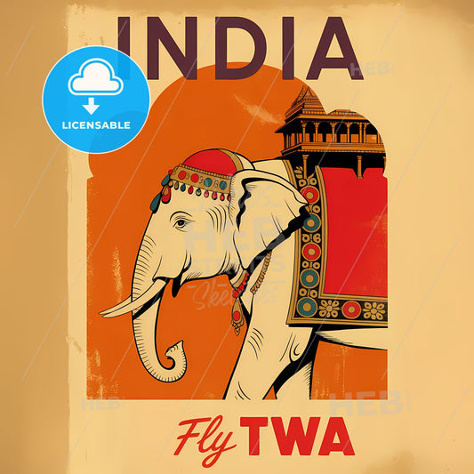Regal Indian Elephant Vintage TWA Travel Poster: A Retro Journey Awaits