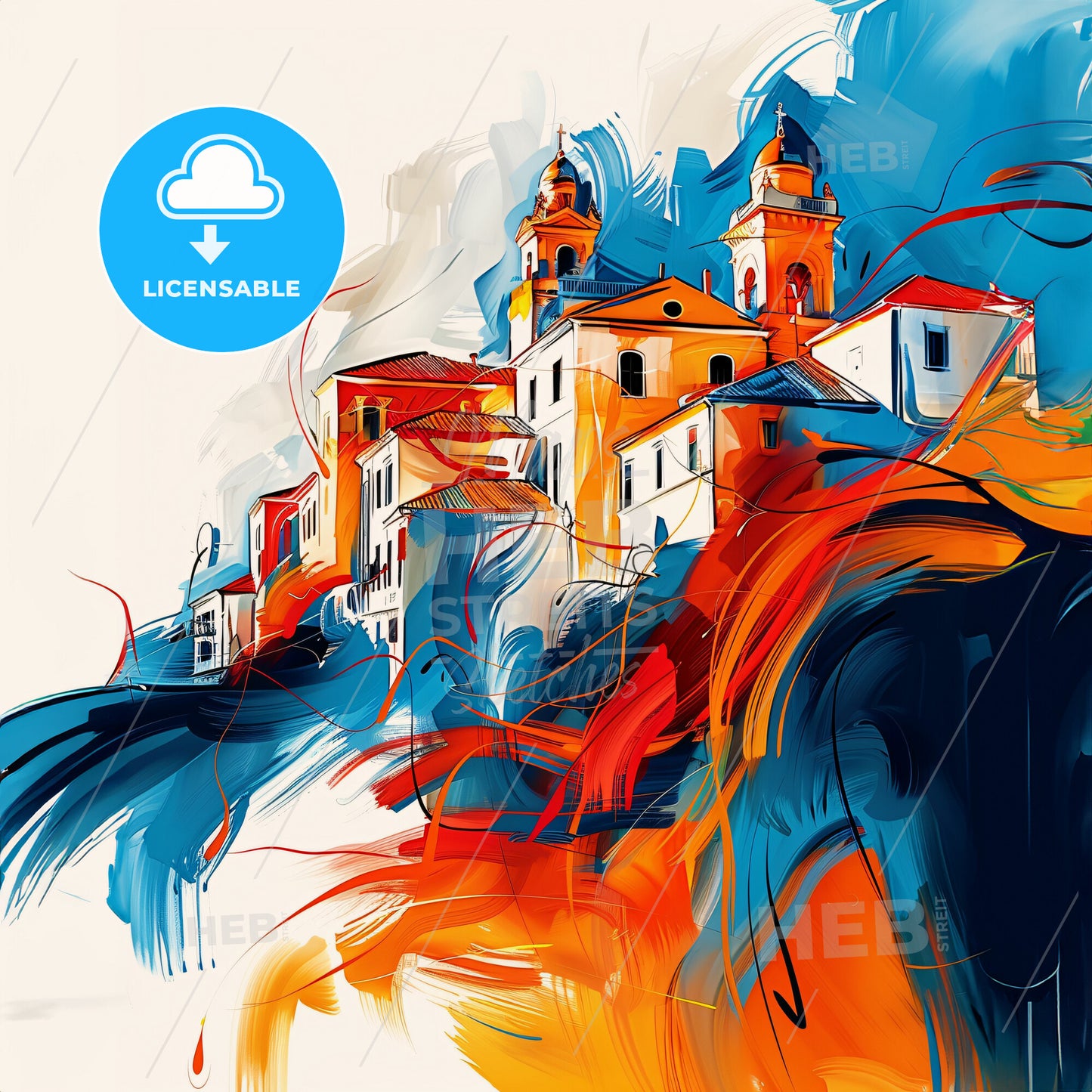 Vibrant Reggio Calabria, Italy - A Painting Of A Town