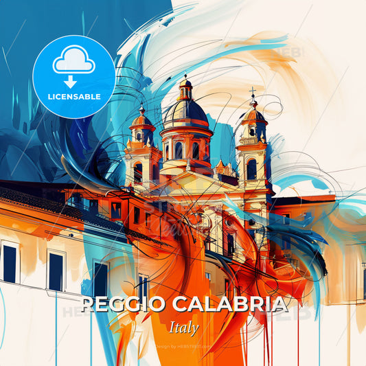Vibrant Reggio Calabria, Italy - A Building With A Colorful Design - Square format print template