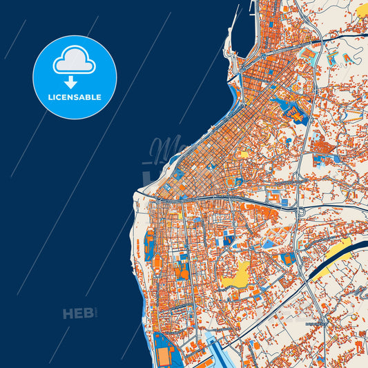 Colorful Reggio Calabria Street Map with Labels and Buildings