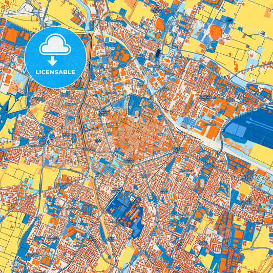 Colorful Reggio Emilia Street Map with Labels and Buildings