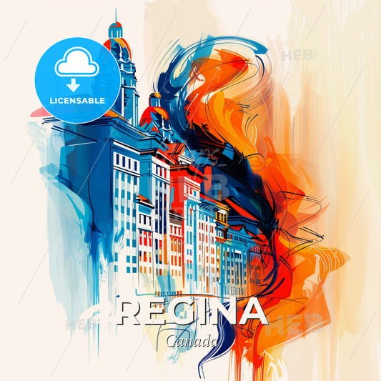 Vibrant Regina, Canada - A Painting Of A Building - Square format print template