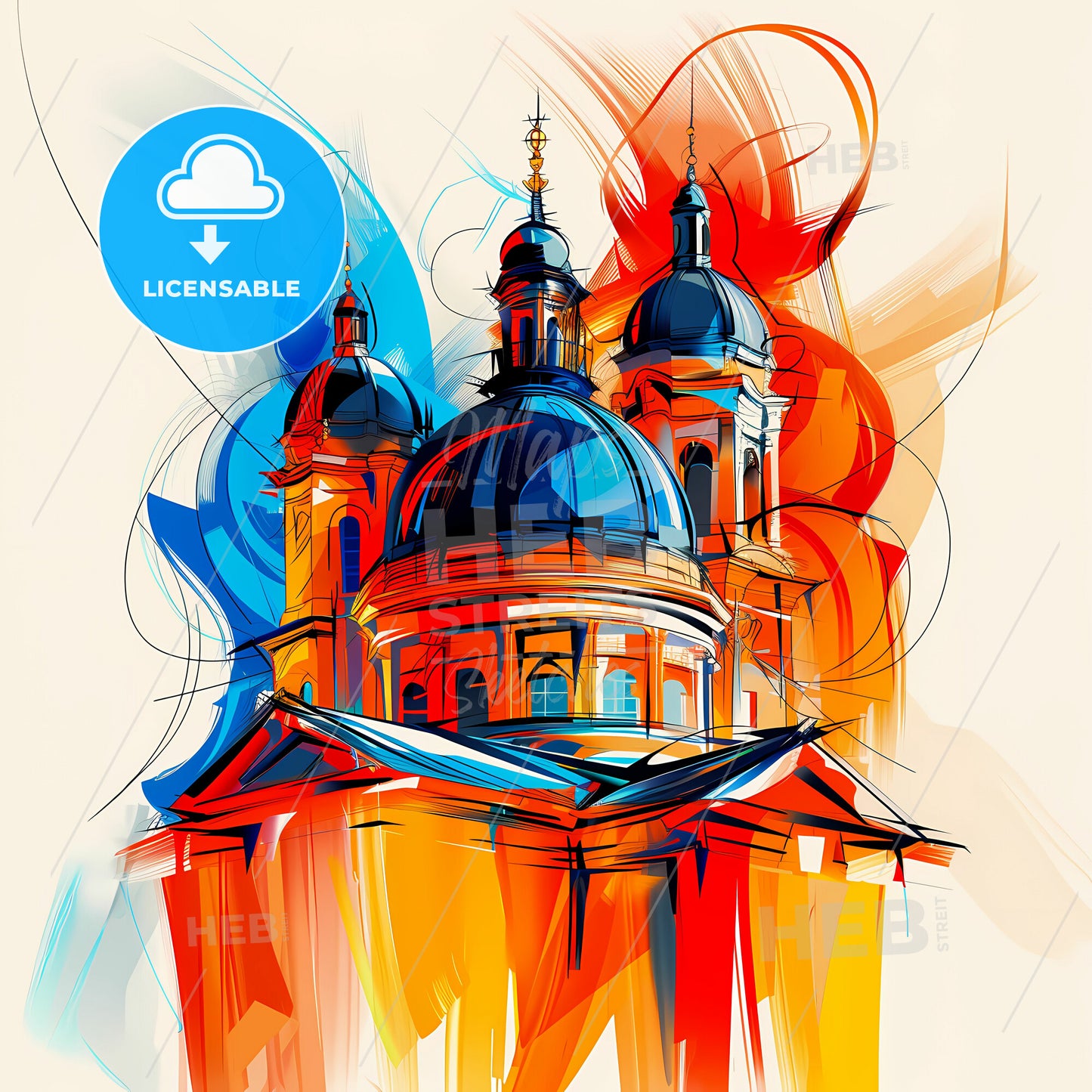 Vibrant Regina, Canada - A Painting Of A Building With A Colorful Background