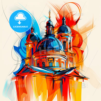 Vibrant Regina, Canada - A Painting Of A Building With A Colorful Background