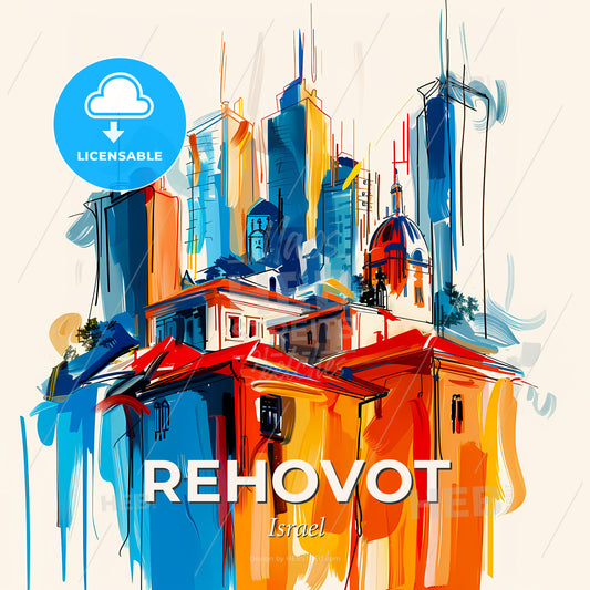 Vibrant Rehovot, Israel - A Colorful Cityscape With Buildings - Square format print template