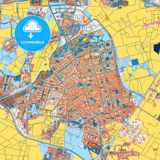 Colorful Rehovot Street Map with Labels and Buildings