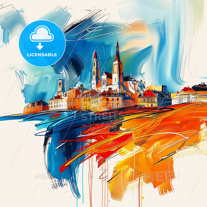 Vibrant Reims, France - A Painting Of A City