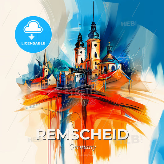 Vibrant Remscheid, Germany - A Painting Of A City - Square format print template