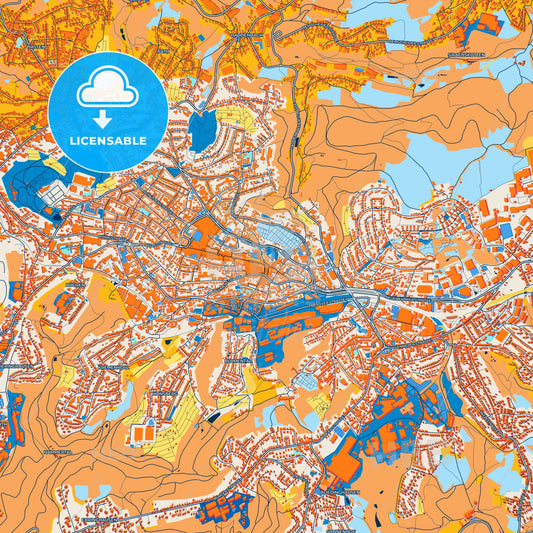 Colorful Remscheid Street Map with Labels and Buildings