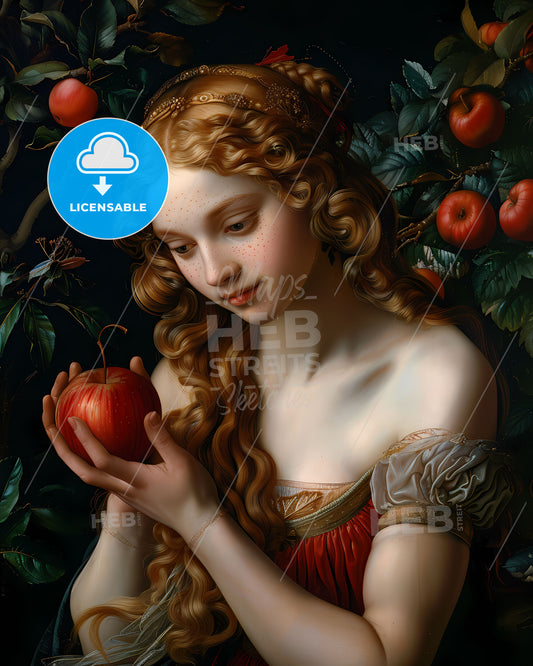Eve with Apple - Renaissance Painting, Fine Art, Classic Oil Painting, Digital Art, Woman