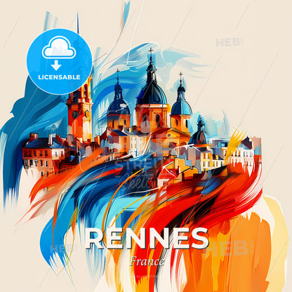 Vibrant Rennes, France - A Painting Of A City - Square format print template