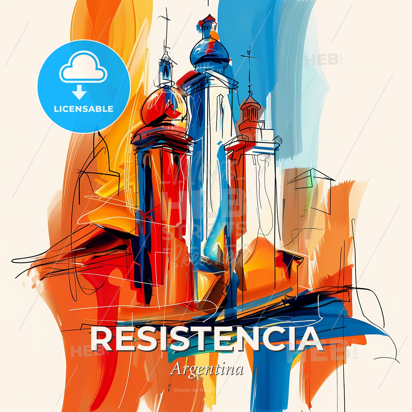 Vibrant Resistencia, Argentina - A Colorful Painting Of A Building - Square format print template