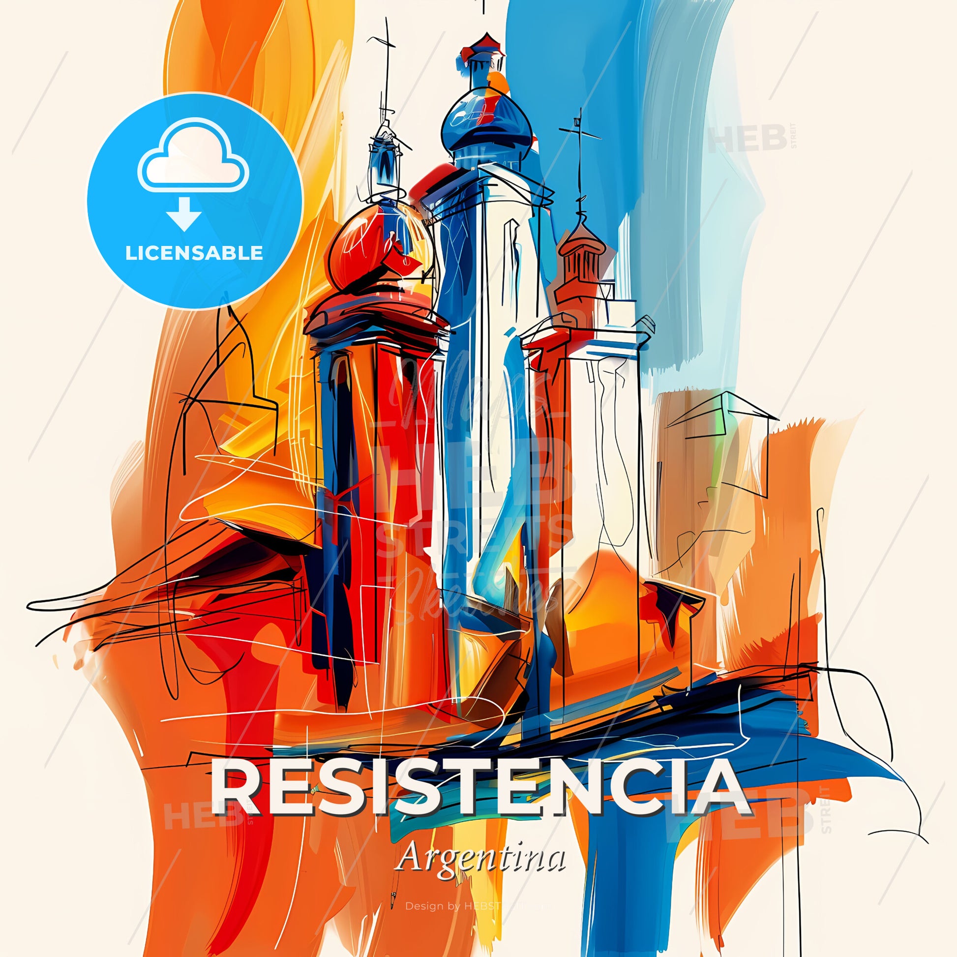 Vibrant Resistencia, Argentina - A Colorful Painting Of A Building - Square format print template