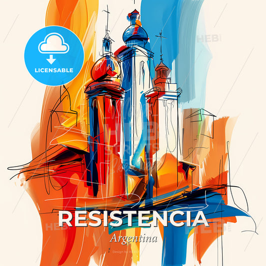 Vibrant Resistencia, Argentina - A Colorful Painting Of A Building - Square format print template