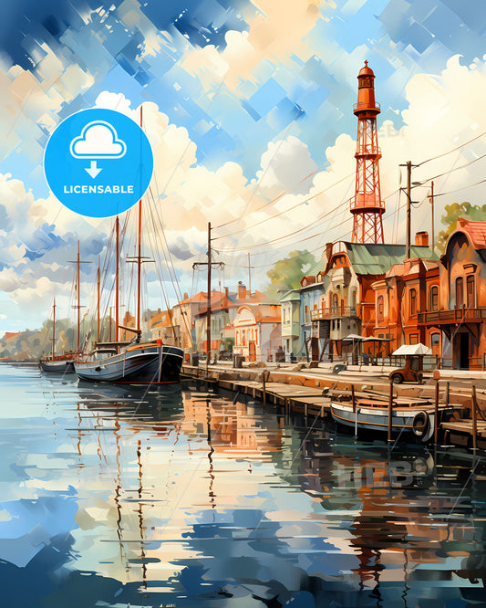 Watercolor Art of Resistencia Argentina City Skyline with Riverboats and Architecture