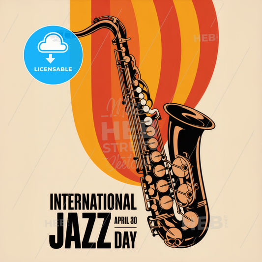 Retro 1960s Jazz Aesthetic: Minimalist Alto Saxophone Art Print for International Jazz Day
