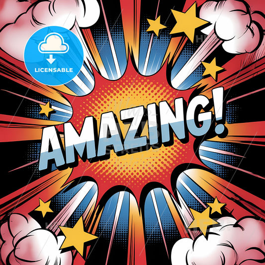 Retro Comic Burst: Dynamic Explosion with Amazing Light Blue Typography