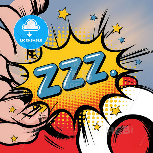 Retro Comic Pop Art: Bold ZZZ Speech Bubble with Dazzling Stars