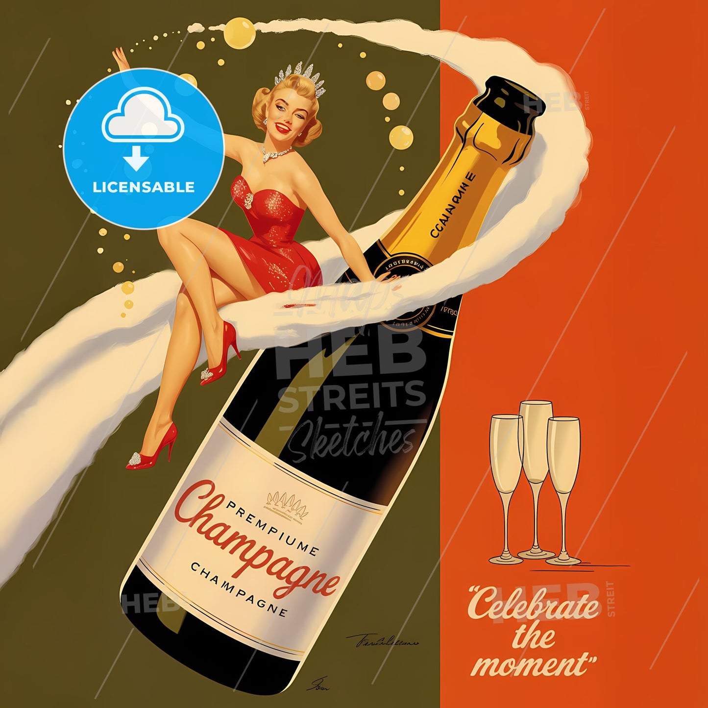 Retro Glamour: Sparkling Elegance of Champagne Chic