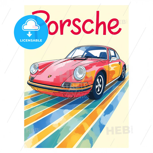 Retro-Modern Porsche 911: Vintage Vibes on a Striped Road