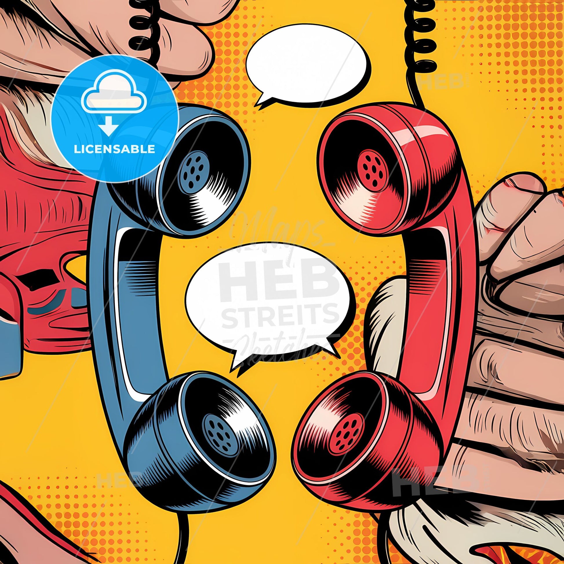 Retro Phone Vibes: Vintage Handsets in a Bold Pop Art Splash