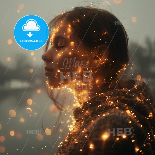 Retro Revival: Echoes of the Past - A woman with lights around her neck