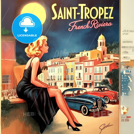 Retro Saint-Tropez: Vintage Coastal Vista of the French Riviera