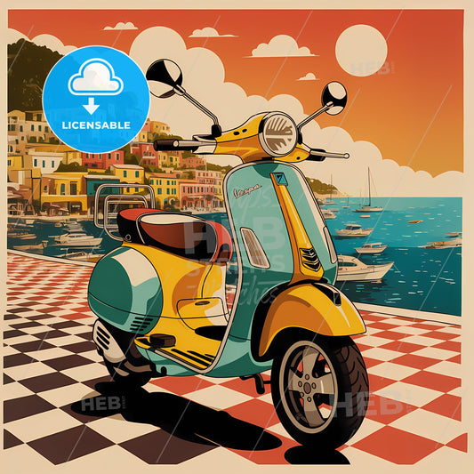 Retro Vespa Adventure: Vibrant Mediterranean Escape