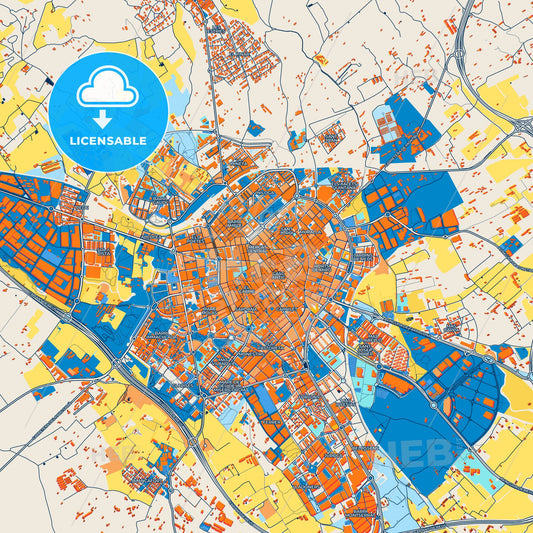 Colorful Reus Street Map with Labels and Buildings