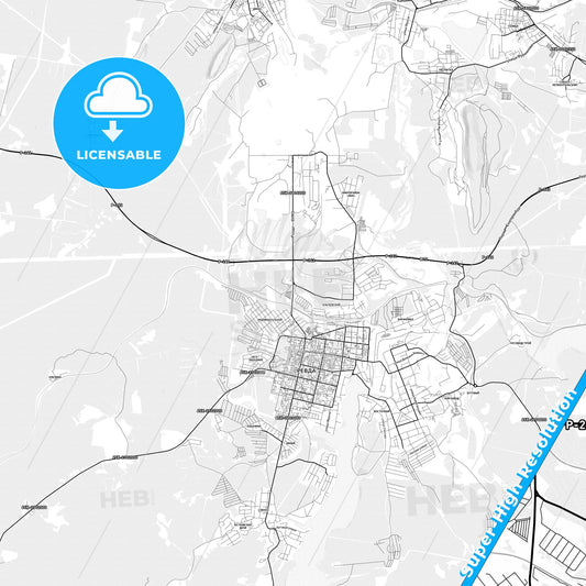 Revda, Russia light map with streetnames, citynames and districts