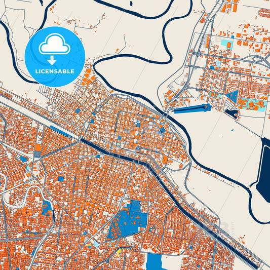 Colorful Reynosa Street Map with Labels and Buildings