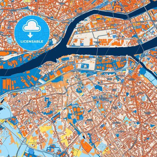 Colorful Rezé Street Map with Labels and Buildings