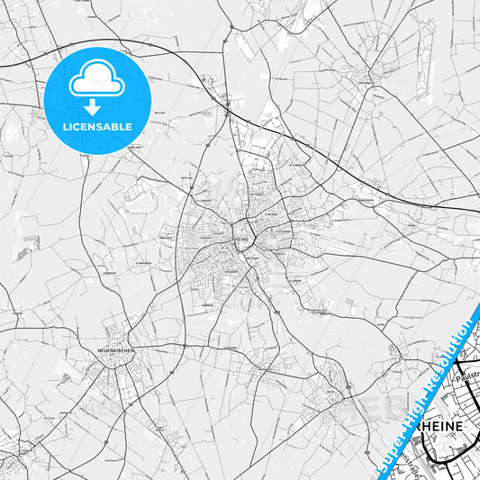 Rheine, Germany light map with streetnames, citynames and districts