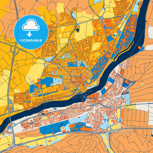 Colorful Rheinfelden (Baden) Street Map with Labels and Buildings
