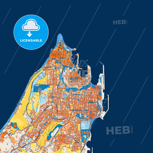 Colorful Rhodes Street Map with Labels and Buildings