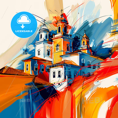 Vibrant Ribeirao Das Neves, Brazil - A Painting Of A Building