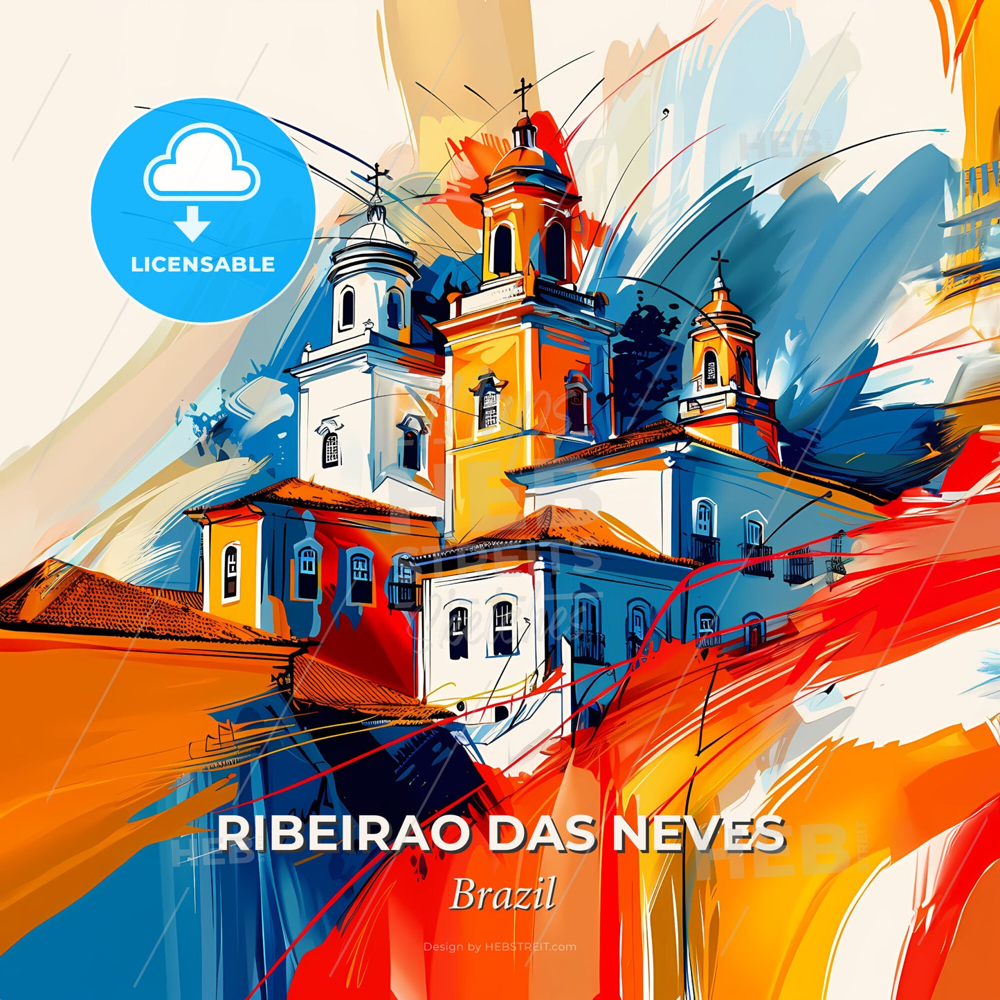 Vibrant Ribeirao Das Neves, Brazil - A Painting Of A Building - Square format print template