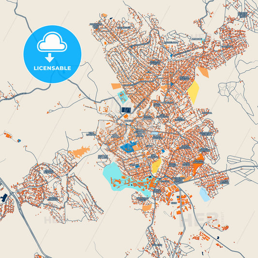 Colorful Ribeirao das Neves Street Map with Labels and Buildings