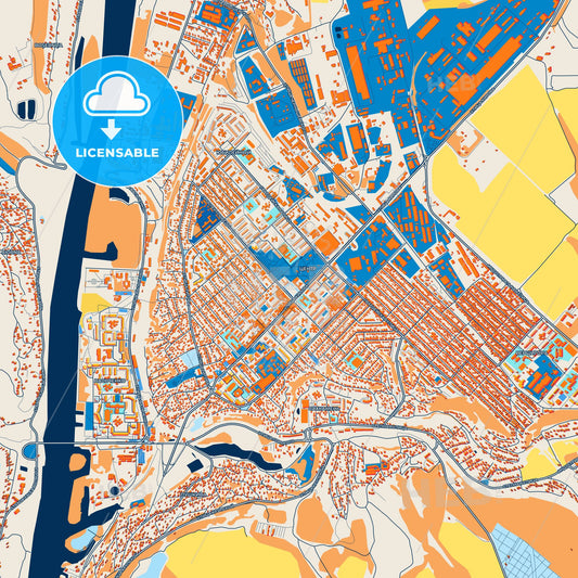 Colorful Rîbnița Street Map with Labels and Buildings