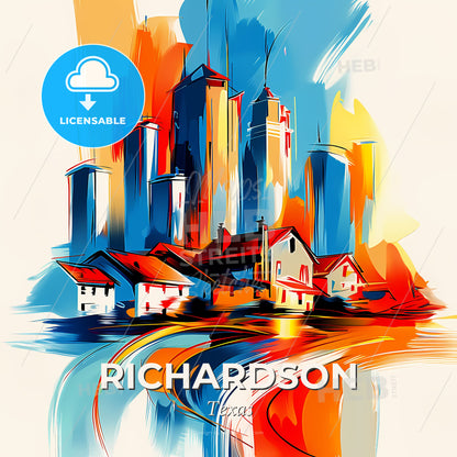 Vibrant Richardson, Texas - A Painting Of A City - Square format print template