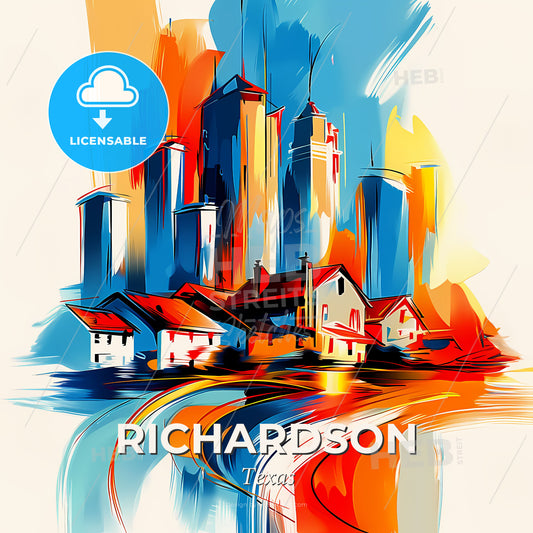 Vibrant Richardson, Texas - A Painting Of A City - Square format print template