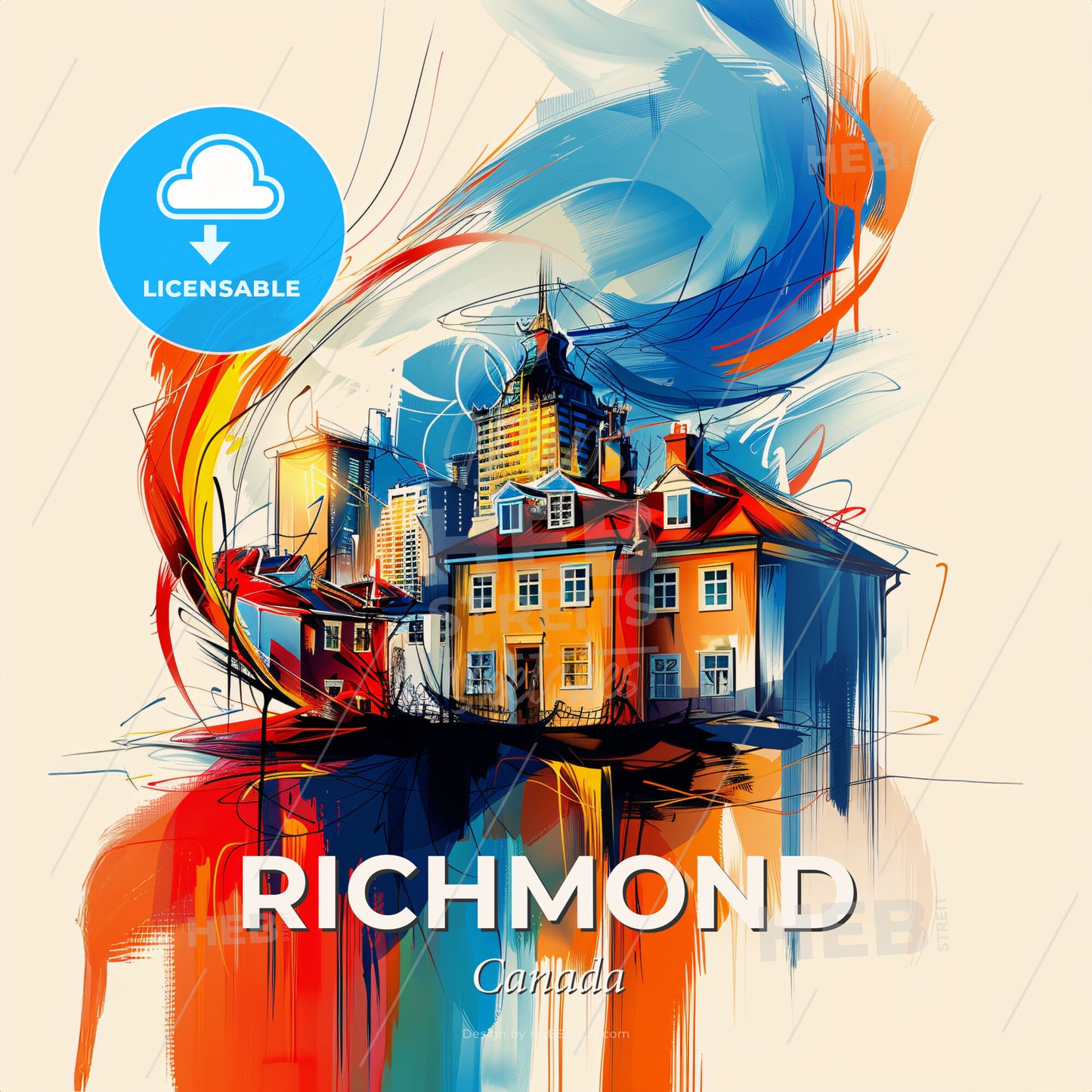 Vibrant Richmond, Canada - A Painting Of A House - Square format print template
