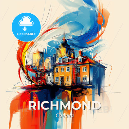 Vibrant Richmond, Canada - A Painting Of A House - Square format print template