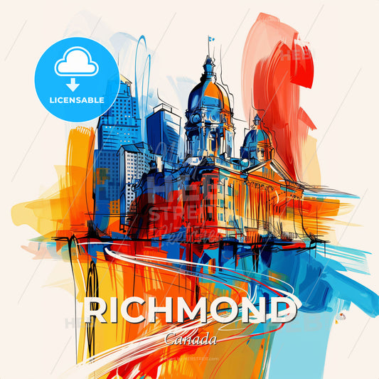Vibrant Richmond, Canada - A Colorful Cityscape With A Large Building - Square format print template