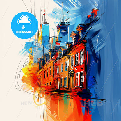 Vibrant Richmond Hill, Canada - A Colorful Painting Of Buildings