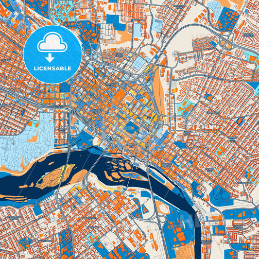 Colorful Richmond Street Map with Labels and Buildings