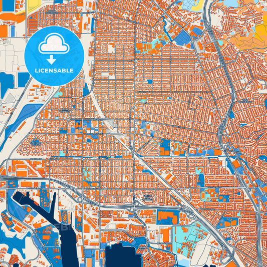 Colorful Richmond Street Map with Labels and Buildings