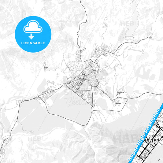 Ridder, Kazakhstan light map with streetnames, citynames and districts