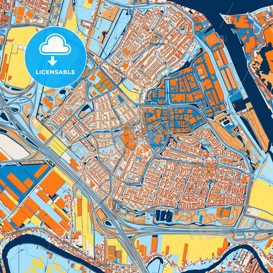 Colorful Ridderkerk Street Map with Labels and Buildings